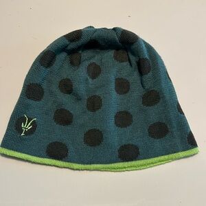 Ibex Teal Beanie with Black Dots